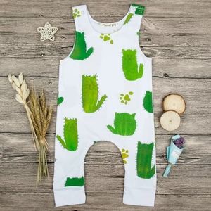 New! Cute summer romper cactus cat 2/3